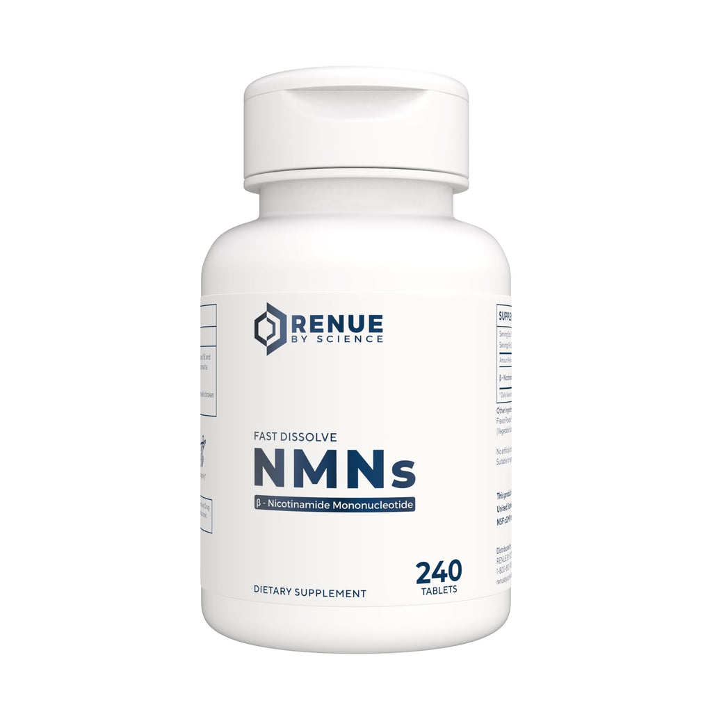 Renue By Science NMN Supplement | 240 Chewable Vegetarian Tablets - 250mg Nicotinamide Mononucleotide per Serving | Lemon Flavour - Manufactured in the USA Third-Party Tested