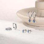 Dainty Blue Earrings Set For Women Dangle Earrings For Women Sterling Silver Hypoallergenic Cartilage Earring Stacks For Multiple Piercing Jewelry Gift
