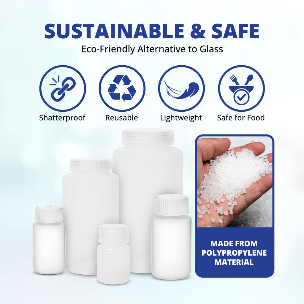 United Scientific™ Sample Bottles with Lids, Polypropylene, 250ml, 12-Pack