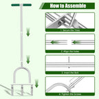 Lawn Aerator Tool, Stainless Steel Manual Core Aerator with 3 Hollow Tines