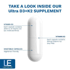 Life Enhancement Vitamin D3 K2 2000iu Supports Muscle & Brain Health - D3 K2 Supplement Helps in Immune and Cardiovascular Support - Made in USA (120 Vegetarian Capsules)