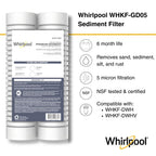 Whirlpool 10" x 2.5" Whole House Sediment Water Filters. WHKF-GD05 Grooved Filter, 5 Micron, NSF Certified Reduces Sand, Soil, Silt & Rust for Standard Filter Housings, 24-Pack