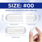 MéipaLien Vegan Separated Capsules Size 00,1000 Count Empty Premium Veggie Capsules Separated, Empty Pill Clear for Vegetarian DIY Supplements