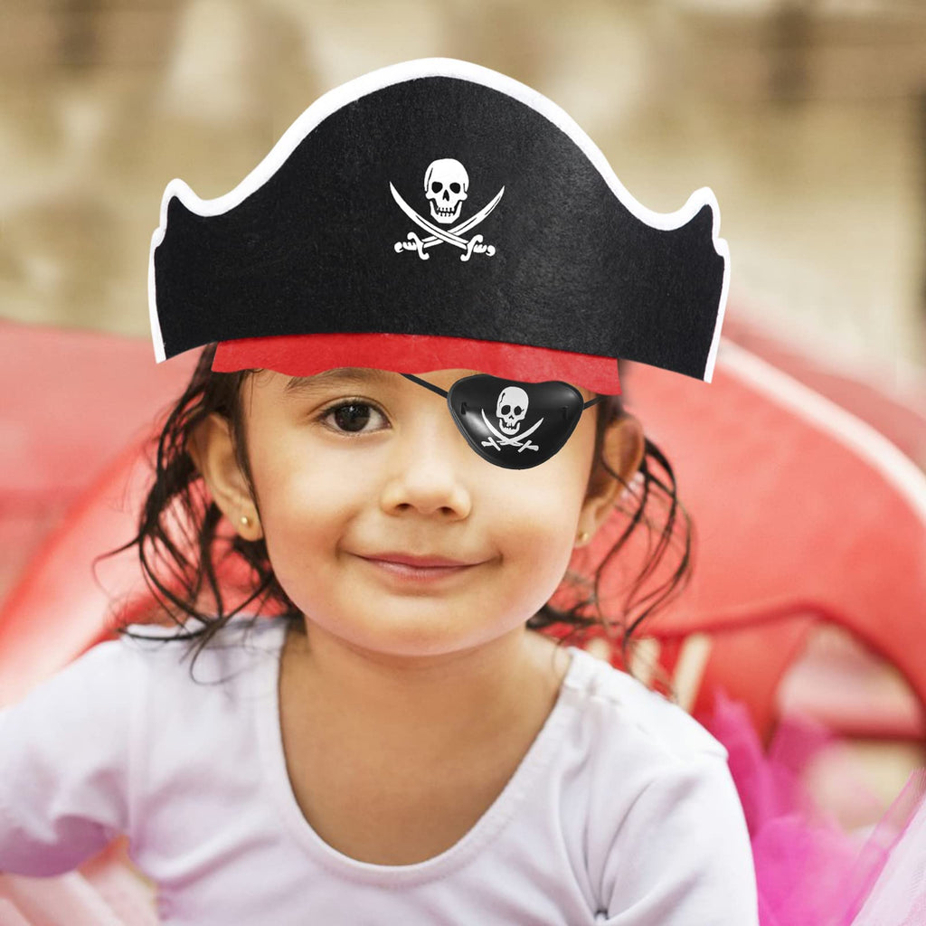 ZeeDix 36Pcs Pirate Accessories for Kids, 12 Hats 12 Patches 12 Swords Set