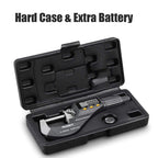 REXBETI Digital Micrometer, Professional Inch/Metric Measuring Tools 0.00005"/0.001 mm Resolution Thickness Gauge, Protective Case with Extra Battery