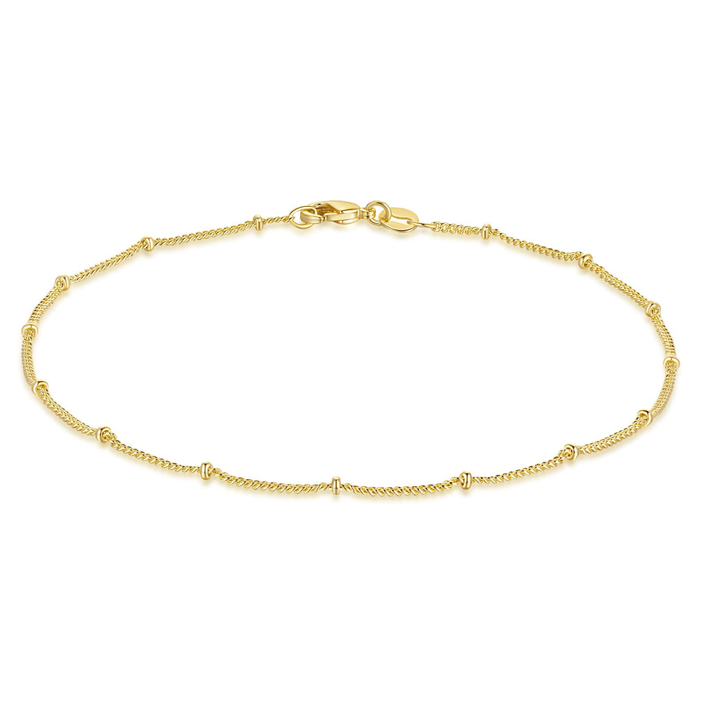 CANNCI 14K Gold Anklets for Women Ankle Bracelets for Women Waterproof Beaded Anklets Charm Jewelry Everyday Wear Sizes 9-11 Inches (10, Inches)