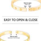 FOLOOTY 2-Pack Friendship Bracelets for Women - 18K Gold Plated Titanium Steel Cuff Love Bangle Set with Cubic Zirconia | Sister Jewelry Gift, Eco-Friendly Packaging, Durable Everyday Wear (gold, Small)