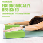 2 Pcs Yoga Blocks, 9"x6"x3" Foam Blocks Yoga Props for Pilates Stretching and Meditation Exercise Blocks Lightweight Yoga Essentials (Avocado green, normal)