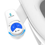 POCALAND Bidet Attachment for Toilet Seat, Non-Electric Cold Water Bidet with Pressure Controls, Dual Nozzles for Frontal & Rear Wash, Retractable Self-Cleaning for Female & Old- White