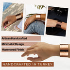 DEMMEX Copper Bracelet for Women – 100% Pure Hammered Turkish Copper Cuff, 1.5mm Thick High-Gauge, Handmade, Uncoated & Non-Magnetic, Large 1.6" Wide, Adjustable, in Wooden Gift Box