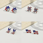 Dreuyet 12 Pairs 4th of July Earrings Set for Women American Flag Patriotic Stud Earrings Red White Blue USA Flag Jewelry for Independence Day Memorial Day Party Gifts (Red)