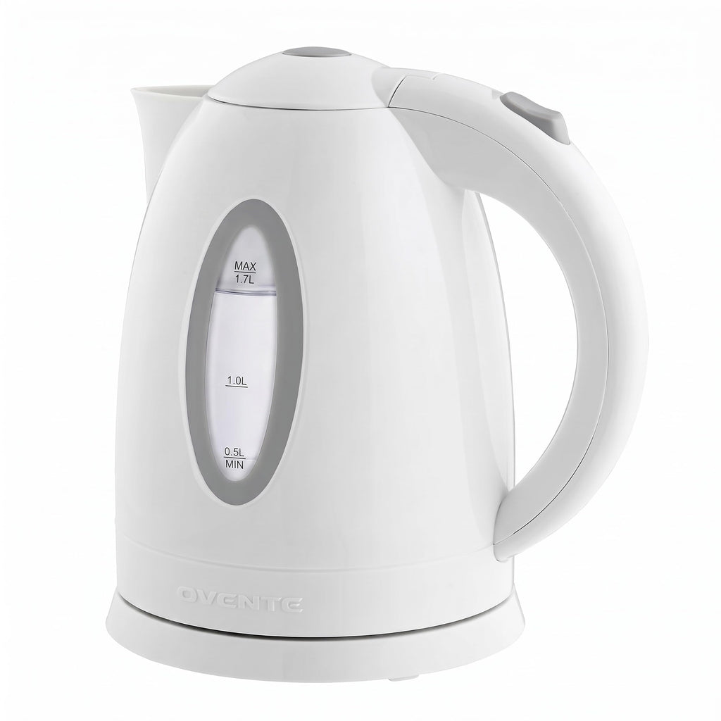 OVENTE 1.7L Electric Tea Kettle, Fast Boiling Water Heater, White KP72W