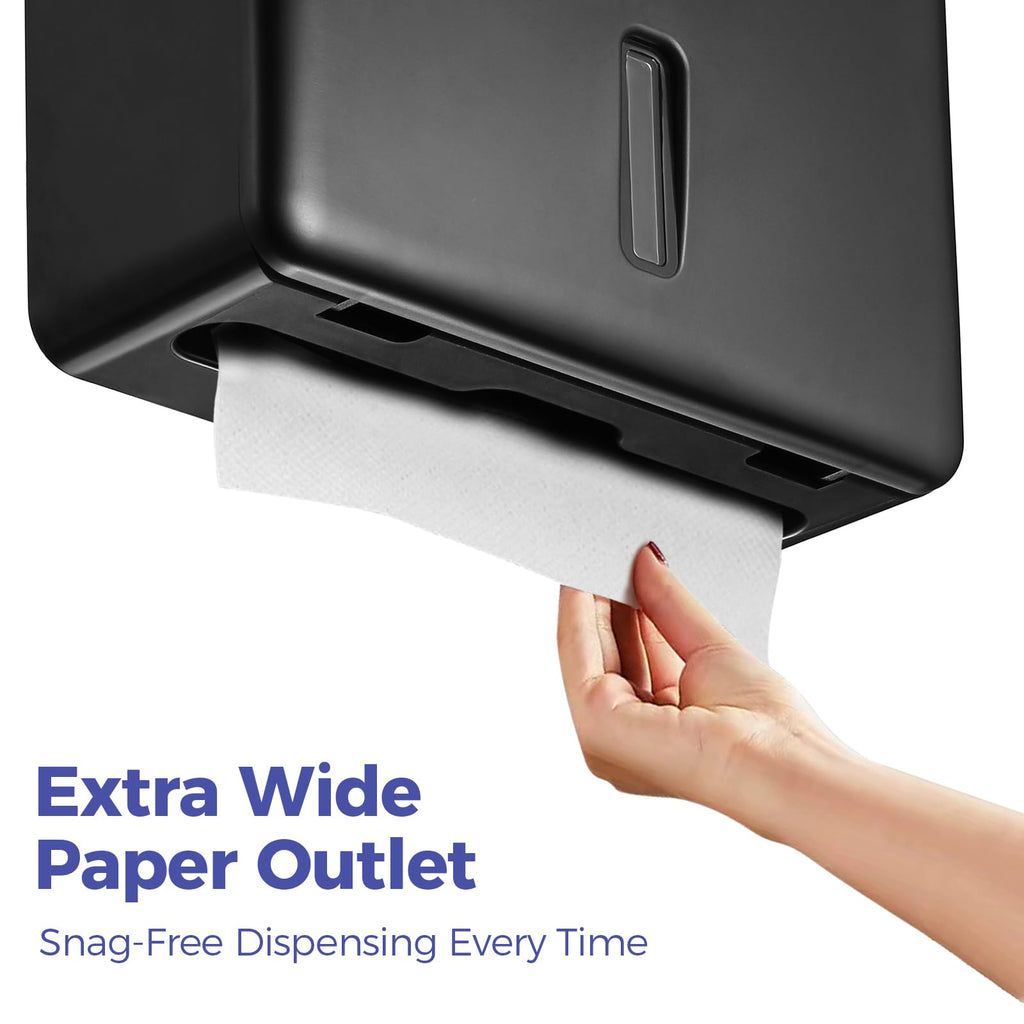 Stardrix Multifold Paper Towel Dispenser Wall Mount (Black) – Large Capacity C-Fold, Trifold, and Folded Commercial Hand Towels Holder for Bathroom & Restroom – Adhesive or Screw Mounted