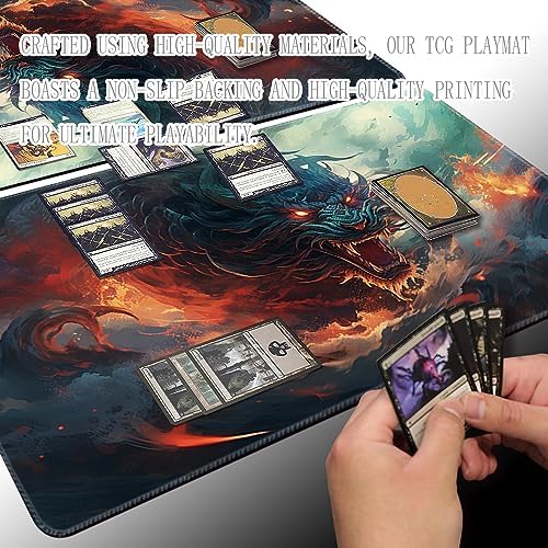 MTG Playmat Size 24x14in Free Storage Bags Non-Slip Backing, Ideal for Card Game Enthusiasts TCG Playmat (DBT3-Rebellion-No with Zone)