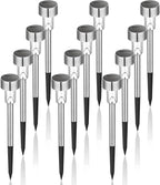 GIGALUMI Solar Lights Outdoor Waterproof, 12 Pack, Stainless Steel LED Solar Garden Lights for Patio, Lawn, Yard and Landscape, Cold White