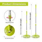 Spin Mop Replacement Handle, 47.6-inch 360 Degrees Rotating Telescopic Replacement Mop Stick with a Robust Stainless Steel Disc for Spin Mop Bucket Cleaning System (Stainless Steel Disc,Green)