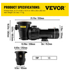VEVOR Swimming Pool Pump, 1.5 HP 115 V, 1100 W Single Speed Pumps for Above Ground Pool w/Strainer Basket, 5280 GPH Max. Flow, Certification of ETL for Security