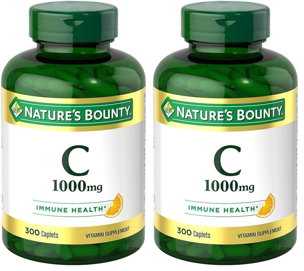 Nature's Bounty Vitamin C 1000mg, Supports Immune and Antioxidant Health, Vitamin C Supplement, 1 Per Day, 300 Vegetarian Caplets (Pack of 2)