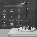 ispuoocti Smart Alarm Walking Cane for Men & Women, Telescopic and Adjustable Walking Sticks for Seniors, USB Direct Charge, with LED Light, One Cane for Three Purposes, Light and Stable (Black)