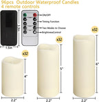 YOROXRG Set of 96 Waterproof Outdoor Flameless Candles, LED Candles with 4 Remote and Timer,(H 4" 5" 6" x D 2.2"),for Halloween Wedding Festival