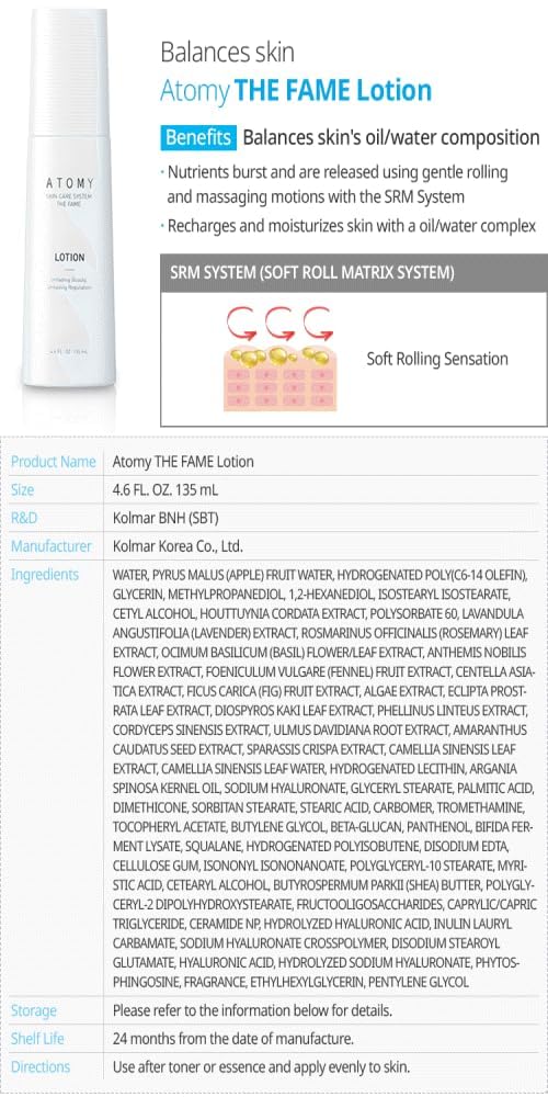 bola nymphea - Fame 1 Set Skin Care System includes 5 types of skin care products: Lotion, Tonic, Essence, Eye Cream, N