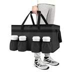 CIVJET Insulated Food Delivery Bag with 4 Cup Holders, XX-Large Insulated Grocery Bags Keep Food Hot/Cold, Cooler Bags with Drink Carrier, Food Carrier Catering Bag, Commercial Food Warmers, Black