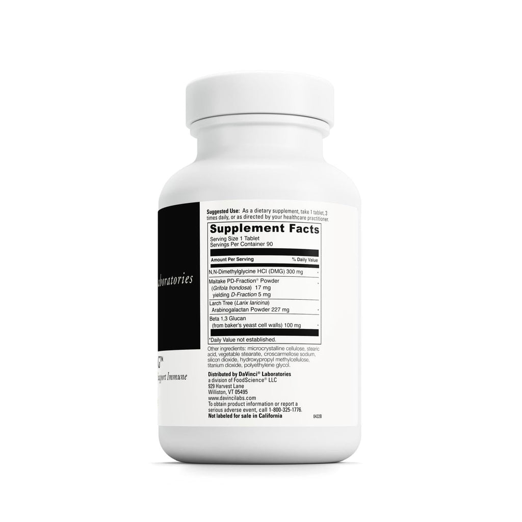 DAVINCI Labs Immuno-DMG - Dietary Supplement to Balance and Support Immune System Functions* - with DMG, Maitake Powder, Larch Tree and Beta Glucan - Gluten-Free - 90 Vegetarian Tablets