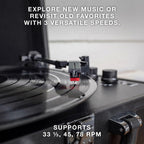 Victrola Journey Bluetooth Portable Suitcase Record Player – with Built-in Speakers, 3 Speed Vinyl Record Player, RCA Out, Headphone Jack (Black)