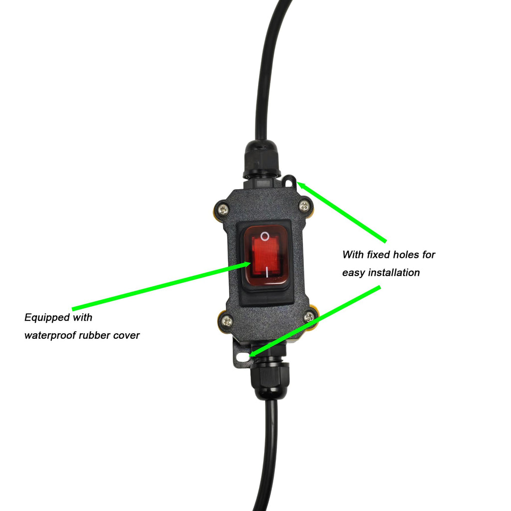 FUAUJUE Inline Cord Switches with 1.31FT 16AWG Cable Piggyback (3-core Bare Wire) Cord On/Off AC 110-240V Inline Power Switchs with Red Rocker Button for caravans Kitchens or Other Equipment(AC).
