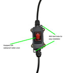FUAUJUE Inline Cord Switches with 1.31FT 16AWG Cable Piggyback (3-core Bare Wire) Cord On/Off AC 110-240V Inline Power Switchs with Red Rocker Button for caravans Kitchens or Other Equipment(AC).