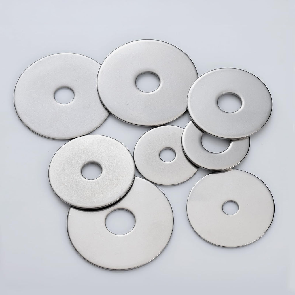 BNUOK 23PCS 1/4" x 2" Fender Washers, 304 Stainless Steel 18-8, Thickened 1/4 Fender Washer,1/4" ID x 2" OD