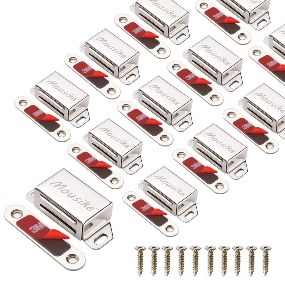Mousike Cabinet Magnets 30lb Stainless Steel Magnetic Door Catch with Strong Magnetic for Kitchen Cupboard Wardrobe Closet Cabinet Door Drawer Latch