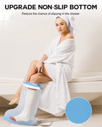DNEOUXI Waterproof Extra Wide Leg Cast Cover for Shower, Extra Large Watertight Foot Protector Cover with Non-Slip Bottom for Plus Size Adults Surgery Casts Boots, Fits Leg Size 12"-29"