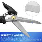 stedi 8.2-inch Multipurpose Heavy Duty Scissors, Extended & Reinforced Ultra Sharp Blades with Finely Serrated, High Carbon Stainless Steel Shears for Household Pruning, Office, Gardening, Black