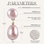Mini Pearl Drop Earrings for Women - Petite Pink Double Pearl Studs (5mm Top + 10mm Drop), Real Freshwater Cultured, S925 Silver Hypoallergenic Post, 18K Gold Plated Dainty Jewelry