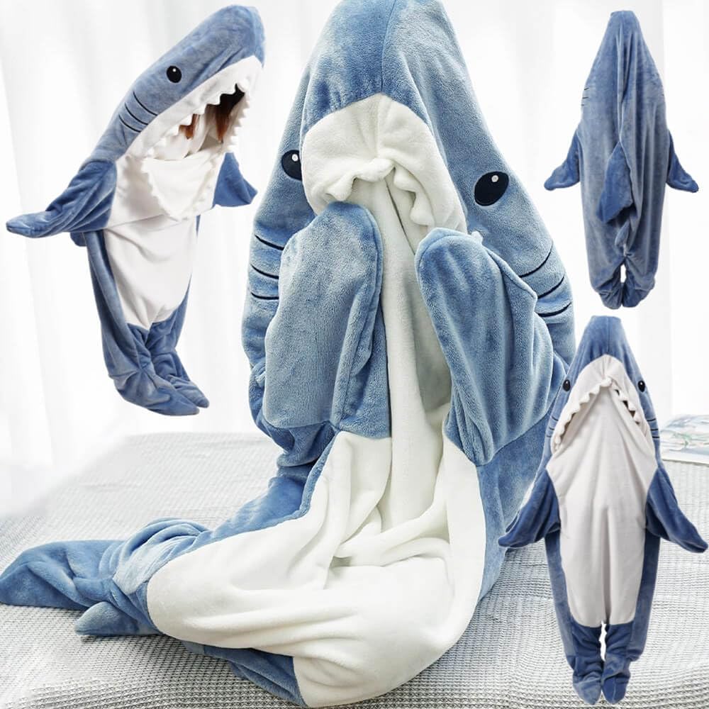 inkArts Shark Blanket Hoodie - Adult Shark Sleeping Bag & Cozy Flannel Hoodie