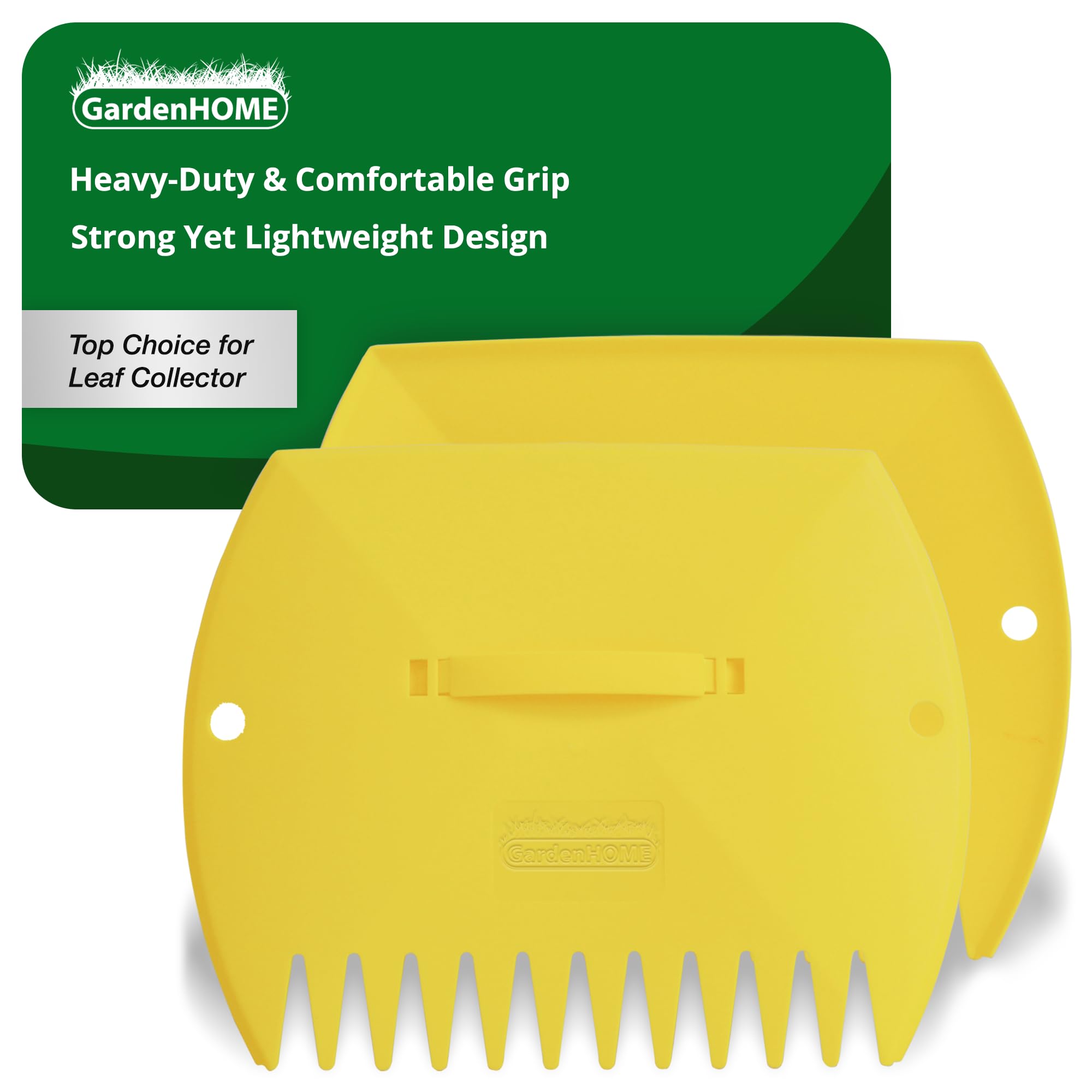 GardenHOME Leaf Scoops Hand Rakes, Large Leaf Grabbers for Yard Work and Garden Use, Clear and Collect Garden Rake, Leaf Scooper and Claws for Leaves, Lawn Debris, and Trash Cleanup, Yellow