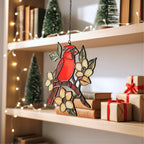 GIKZO Cardinal Resin Suncatcher Size 6 Inches, Boho Stained Glass Effect Memorial Window Hanging Garden Decor, Gift for Mother's Day Mom Grandma Wife Women