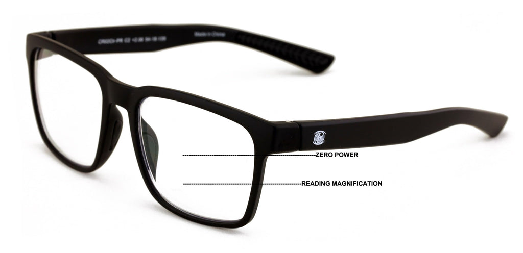V.W.E. Men Progressive Reading Glasses No Line Clear on Top Bifocals Reader - Rectangular Matte Sport (Matte Black, 1.00, x)