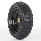 GICOOL 10" Flat-Free Solid Tire and Wheel Replacement 4.10/3.50-4, with 5/8" Axle Bore Hole, 2.2" Offset Hub, Compatible with Hand Truck Tire Garden Wagon Trolley Dolly