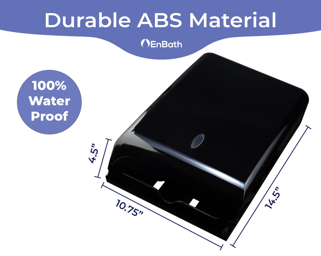 Commercial Paper Towel Dispenser Wall Mount, Holds 500 Multifold, Trifold, Z Fold, C Fold Hand Towels for Bathroom/Restroom, Office, Shop, or Home (Black)