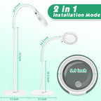 10X 20X Floor Magnifying Glass with Light and Stand,36 LED Flexible Gooseneck Floor Magnifying Lamp, Adjustable Brightness Large Lighted Magnifiers for Reading,Sewing,Crafts,Painting,DIY,White