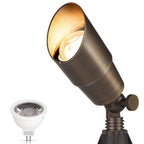 Gardencoin Solid Brass Outdoor Landscape Spotlight, 12V Low Voltage LED Spot Light Waterproof for Garden and Yard Uplighting, Bronze Heavy Duty Accent Lighting Fixture with 2700K MR16 Bulb, Single