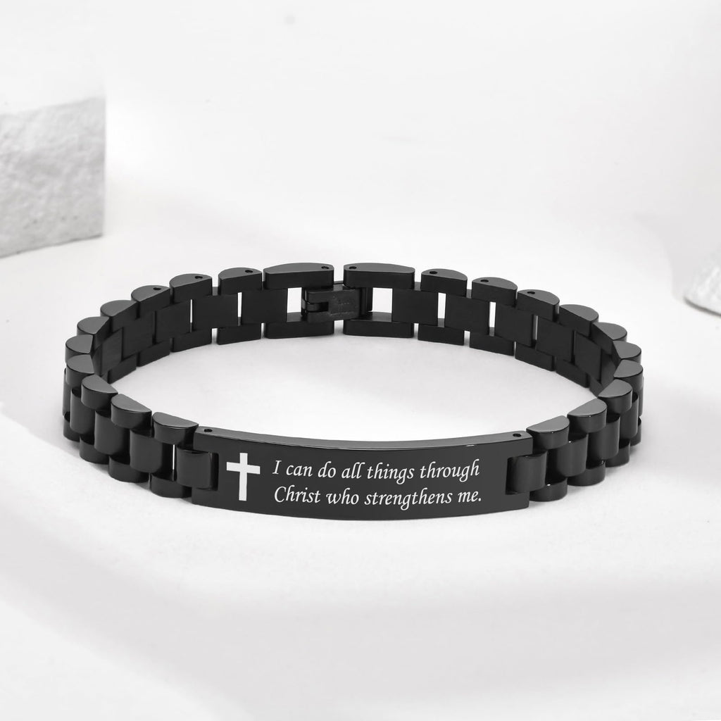 VNOX Easter Basket Stuffers Christian Cross Bracelet For Men | Personalized Bible Verse Scripture Bracelets Mens Inspirational Bracelets Cross Chain Bracelet, Religious Christian Gifts For Men,Joshua 1:9