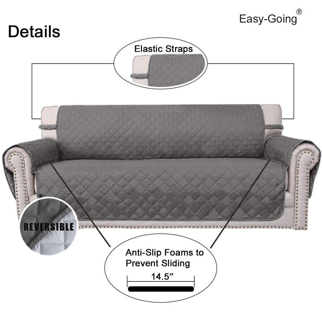 Easy-Going Reversible Couch Cover, 3 Cushion Sofa, Large, Gray/Light Gray