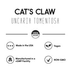 Primal Health Foods Organic Cat's Claw 1000 mg 60 Servings | Immune Support, Digestion and Joint Relief | Vegetarian, Organic, Non-GMO & Gluten Free