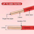 THHN Wire 14 Gauge 25 FT, 14 AWG Solid OFC Copper Electrical Building Wire with Nylon Jacket PVC Insulation, Rated 600V for Residential, Industrial, CNC, Ground (14 Gauge, Red)