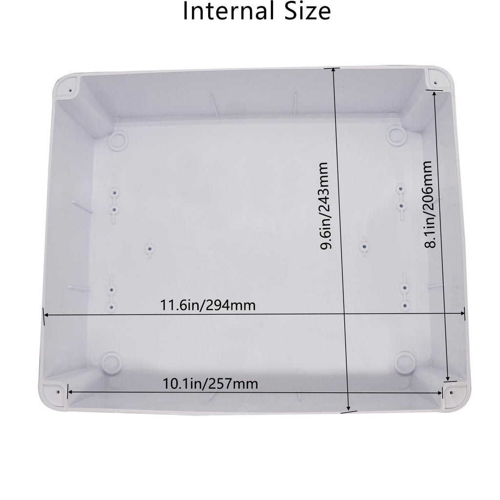 LuSumtly Junction box Dustproof Waterproof IP65 ABS Plastic Electrical Boxes, Indoor & Outdoor Electrical Power Cord Enclosure Universal Project Box DIY Case White 11.8 x 9.8 x 4.7 inch(300x250x120mm)