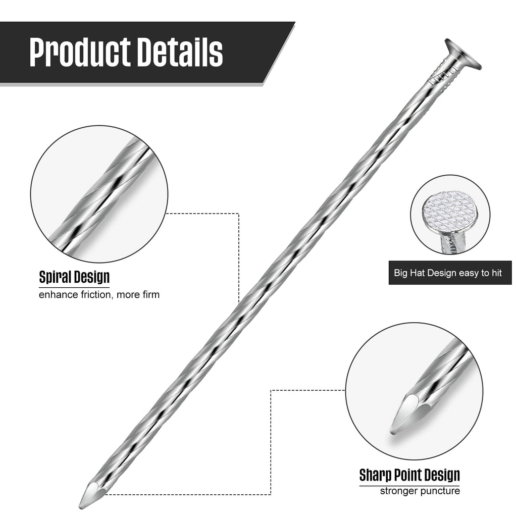 Nuenen 225 Pack 6 Inch Spiral Metal Landscape Spikes Artificial Turf Stakes Galvanized Grass Nails Heavy Duty Landscape Edging Anchoring Spikes for Artificial Turf Weed Barriers Paver Carpentry Tent