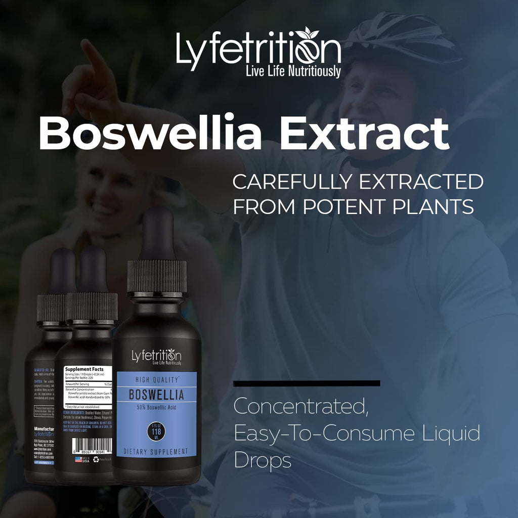 Lyfetrition Boswellia 455 mg, 4 Oz Liquid, 220 Servings, Made in USA, Quick Absorption, Quality Potent Ingredients, Third-Party Tested, Non-GMO, GMP Certified, Cruelty-Free